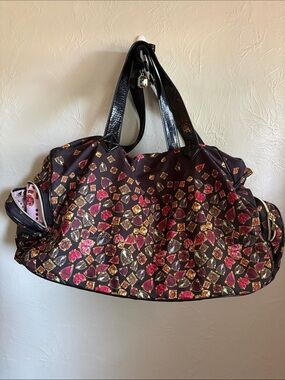 Betsey Johnson Large Duffle Bag with Pink & Gold Gem Motif